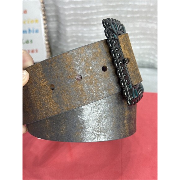 (H) Velez women's brown bohemian leather hippie belt, size S. - Picture 4 of 16